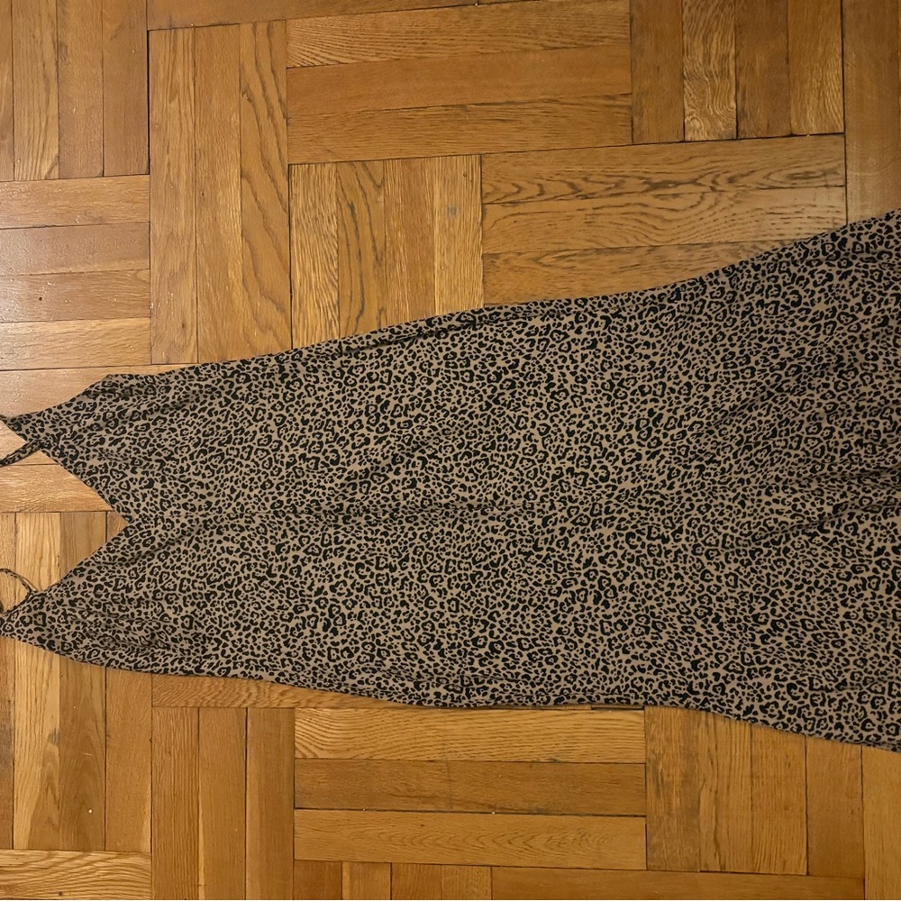 Reformation Bates Cheetah Print brown Midi Slip Dress V-Neck Sleeveless - Picture 4 of 6